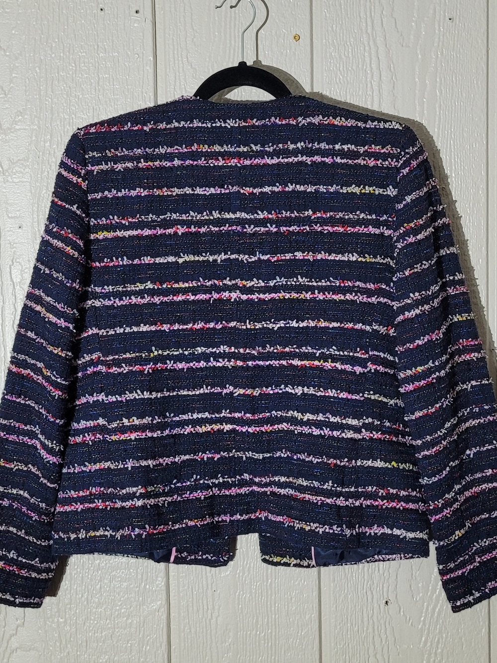 Talbots Navy Tweed Striped Open-Front Jacket - Picture 4 of 5